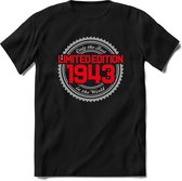 1943 Limited Edition | Feest Kado T-Shirt Heren - Dames | Zilver - Rood | Perfect Verjaardag Cadeau Shirt | Grappige Spreuken - Zinnen - Teksten | Maat 3XL