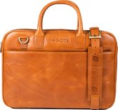 NEGOTIA Delta - Leren Laptoptas Heren en Dames 15,6 inch - Aktetas - Werktas - Messenger bag - Luxe Top-Grain Leer - Bruin