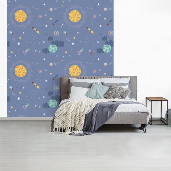 Behang - Fotobehang Patroon - Jongens - Kinderen - Ruimte - Breedte 240 cm x hoogte 260 cm