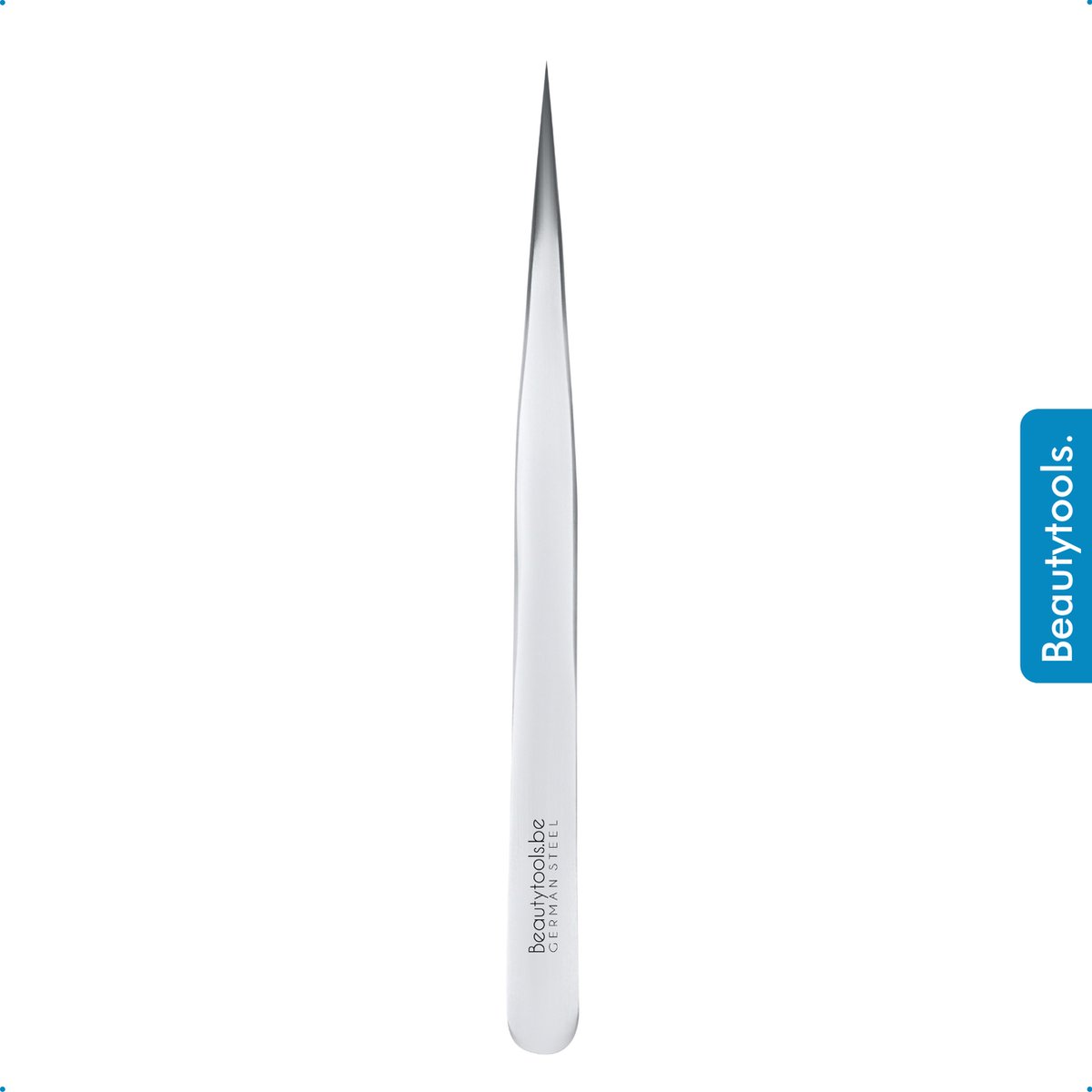 BeautyTools Punt Pincet PRECISION - Pincet met Verstevigde Punt Voor Wimperextensions - Wimper Pincet -Tweezers (13 cm) - Inox (PT-0966)