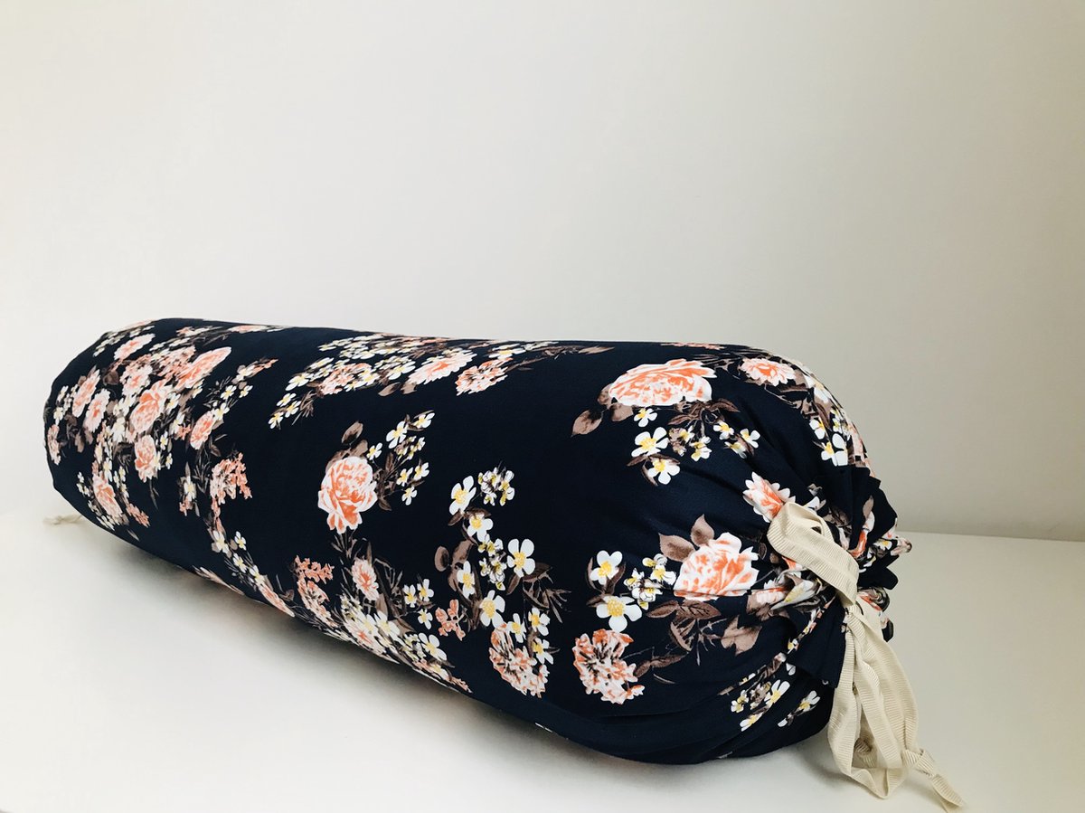 Gustiana® Guling - Rolkussen - Sluimerrol Kapok met wasbare sloop - L85 x B35 x ø20 cm - Tropisch Navy