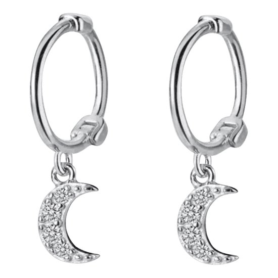 Boucles d'oreilles en argent | Boucles d'oreilles Lune avec zircone |  Boucles... | bol.com