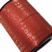 Sierlint / cadeaulint / verpakkingslint / krullint rood 10mm x 250 meter MERRY XMAS (per spoel)