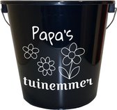Emmer - 5 liter - zwart - met tekst: Papas tuinemmer – Cadeau – Geschenk – Gift – Kado – Surprise