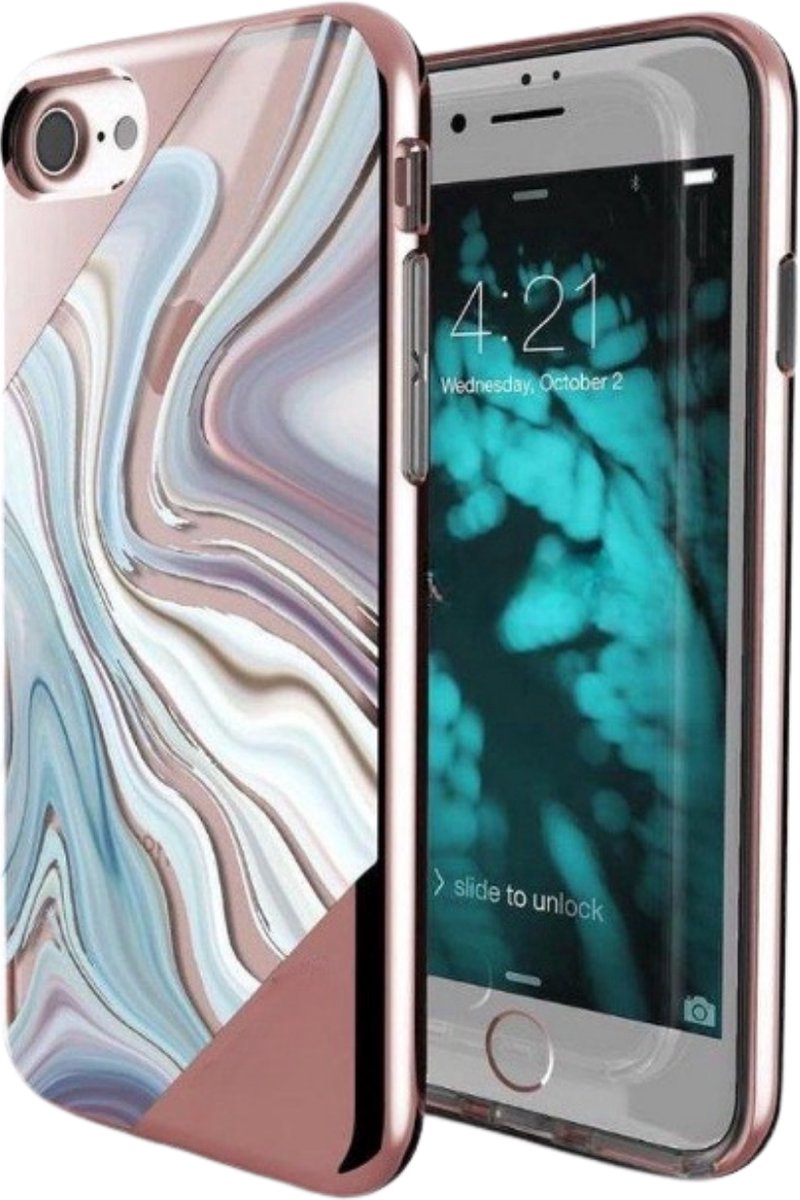 Fooniq Swirl Hoesje Roze - Geschikt Voor Apple iPhone SE 2020