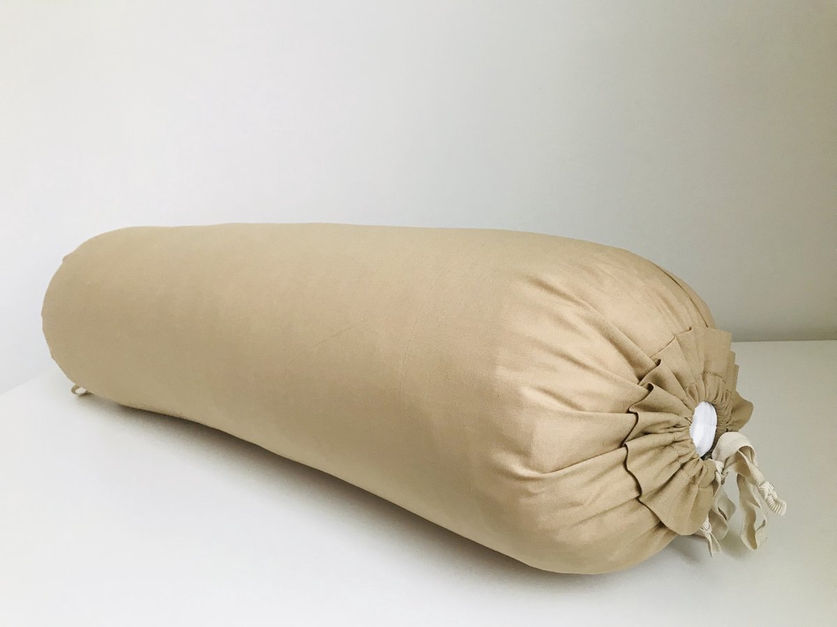 Gustiana® Guling - Rolkussen - Sluimerrol Kapok met wasbare sloop - L85 x B35 x ø20 cm - Beige
