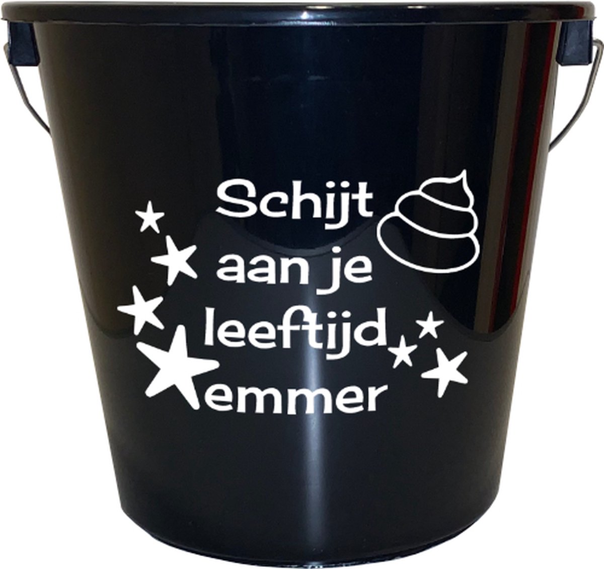 Goedkoopste Emmer - 5 liter - zwart - met tekst Schijt aan je leeftijd emmer – Cadeau – Geschenk – Gift – Kado – Surprise