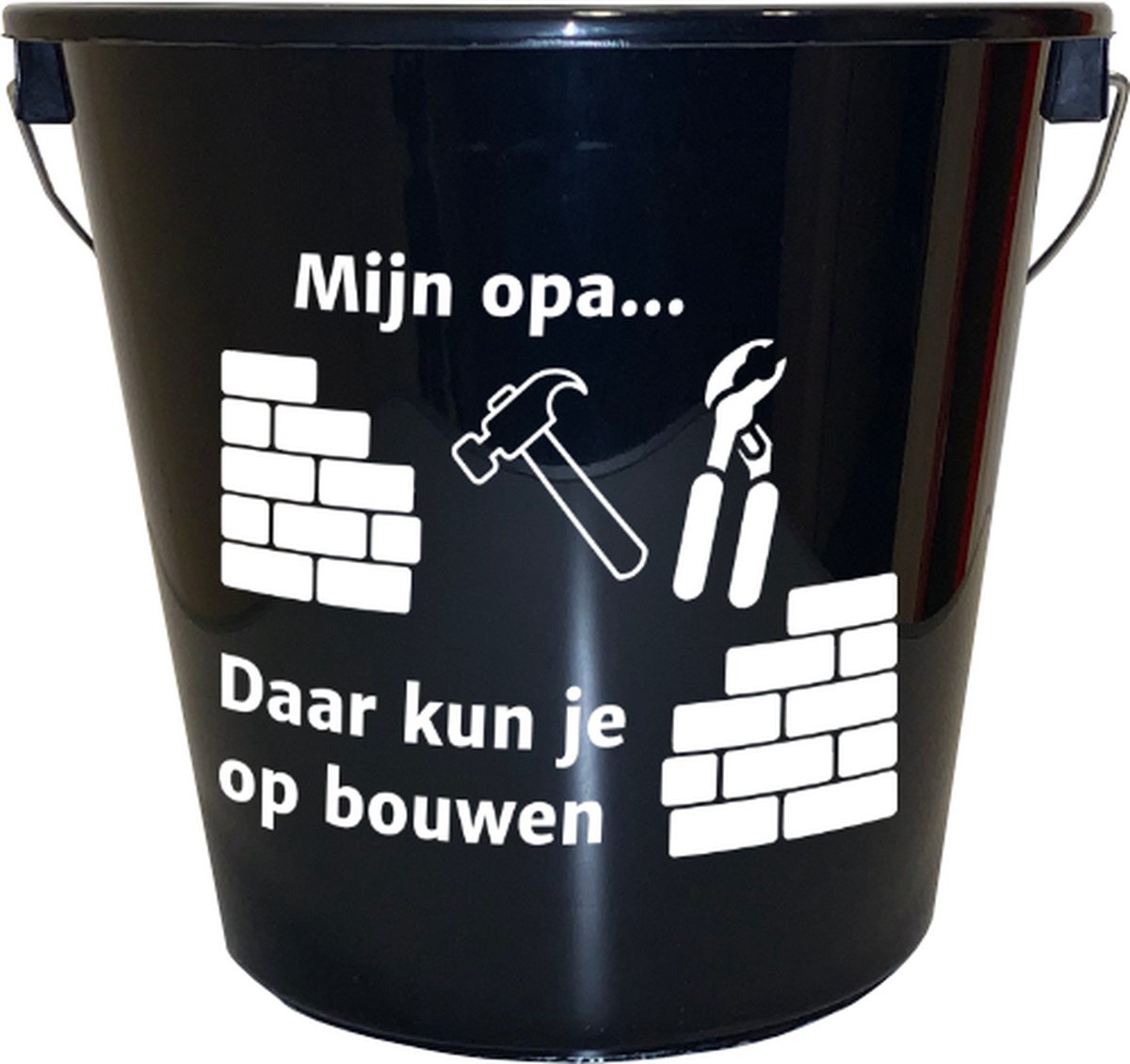 Goedkoopste Emmer - 5 liter - zwart - met tekst Mijn opa daar kun je op bouwen – Cadeau – Geschenk – Gift – Kado – Surprise