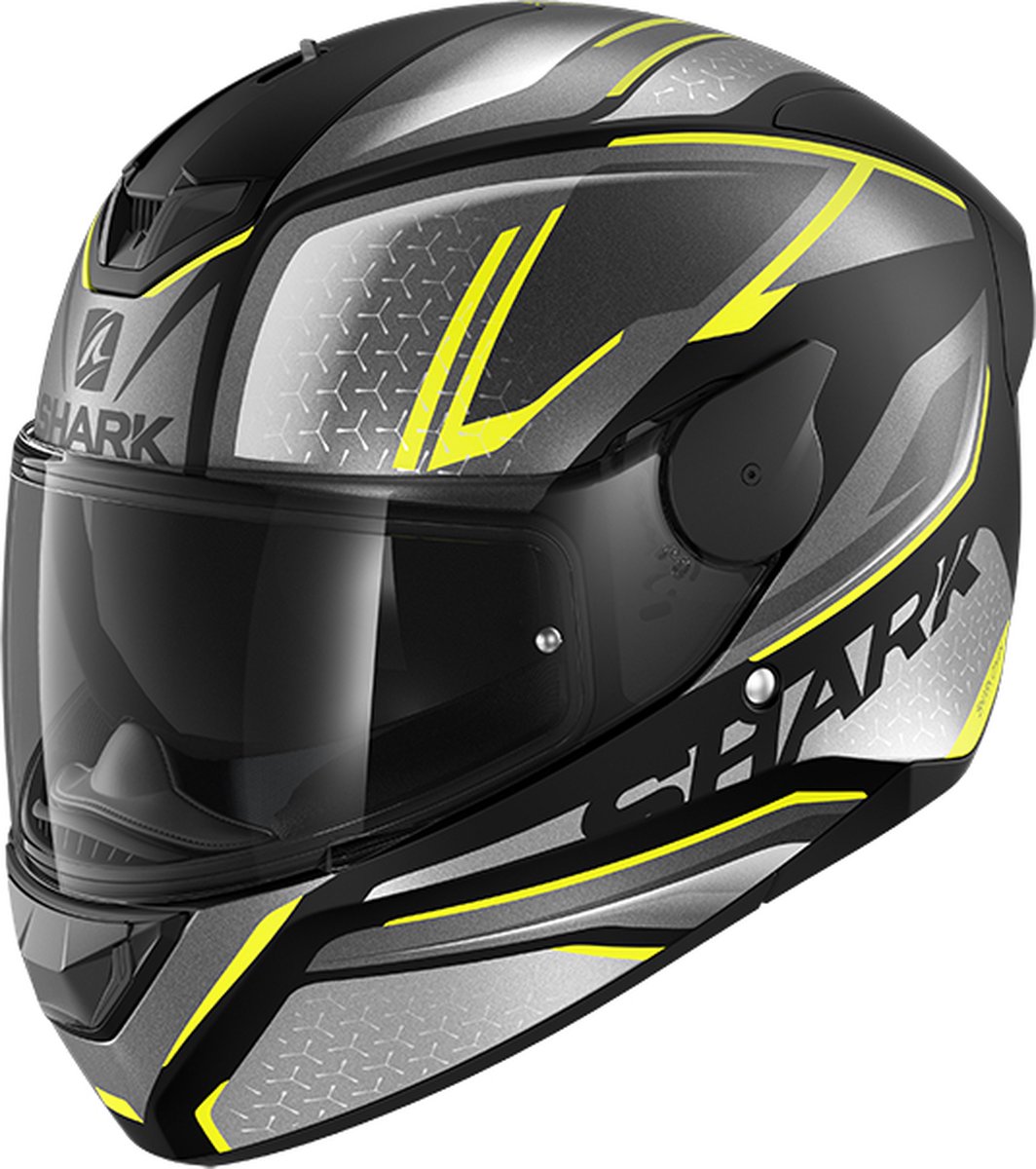 SHARK D-SKWAL 2 DAVEN Motorhelm integraalhelm Mat Zwart Antraciet Geel - Maat XS