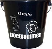 Emmer - 5 liter - zwart - met tekst: Opas poetsemmer – Cadeau – Geschenk – Gift – Kado – Surprise