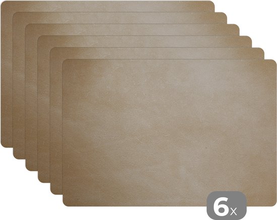Set de table - Impression cuir de couleur claire - 45x30 cm - 6 pièces - Résistant à la chaleur - Antidérapant - Coussinet - Amovible