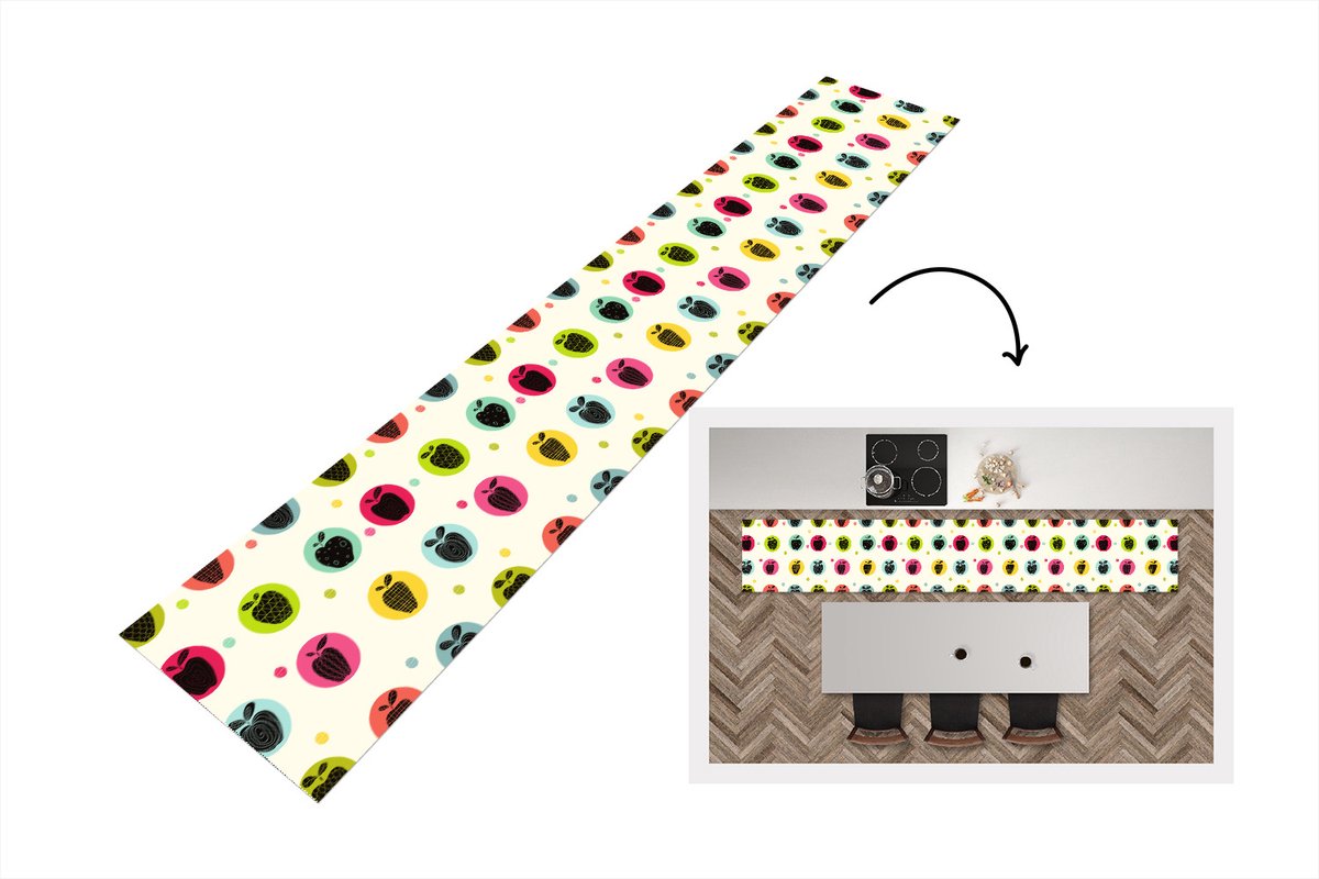 KitchenYeah Keukenloper - Keukenmat - Appel - Stippen - Patroon - Keuken vloerkleed Multicolor
