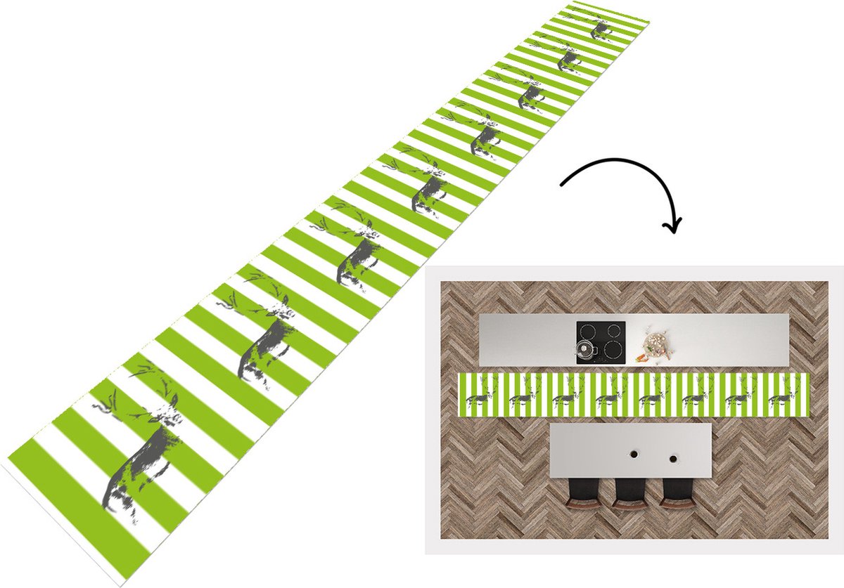 KitchenYeah Keukenloper - Keukenmat - Patroon - Hert - Strepen - Keuken vloerkleed multicolor, foto 3