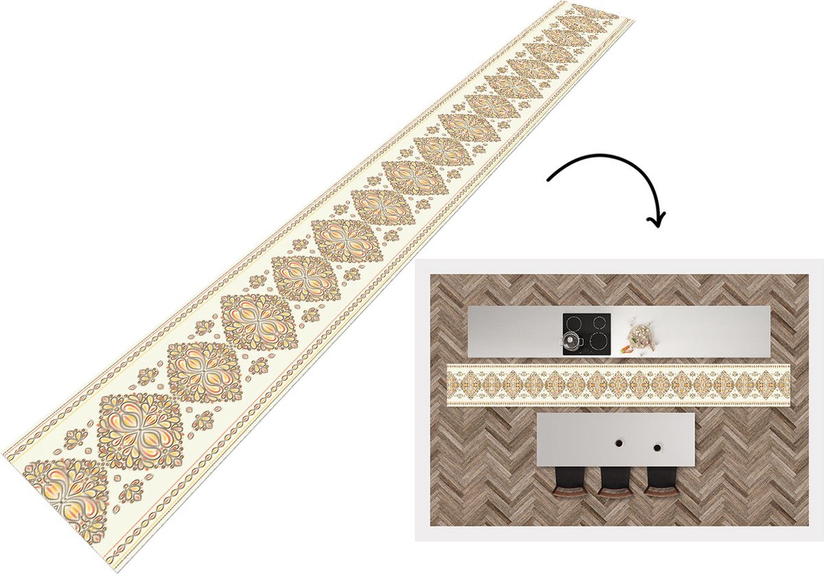 KitchenYeah Keukenloper - Keukenmat - Boho - Goud - Design - Luxe - Keuken vloerkleed, foto 3