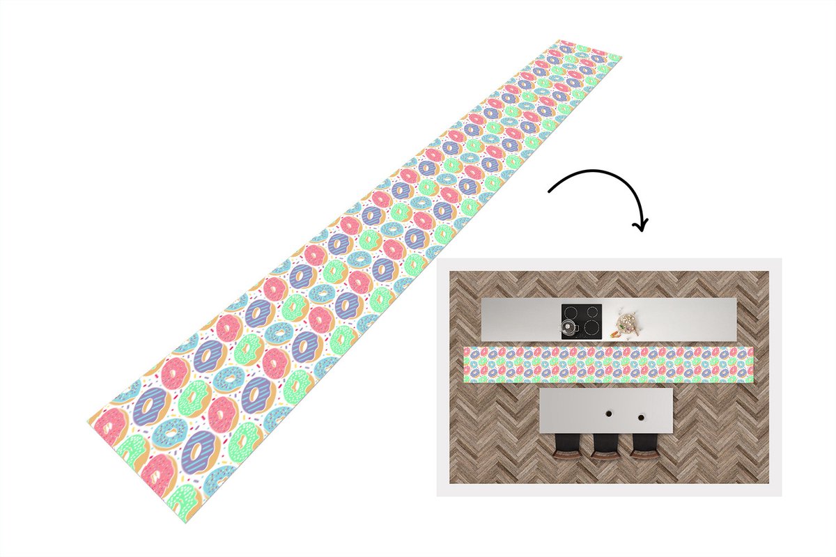 KitchenYeah Keukenloper - Keukenmat - Donut - Patronen - Pastel - Keuken vloerkleed multicolor, foto 3