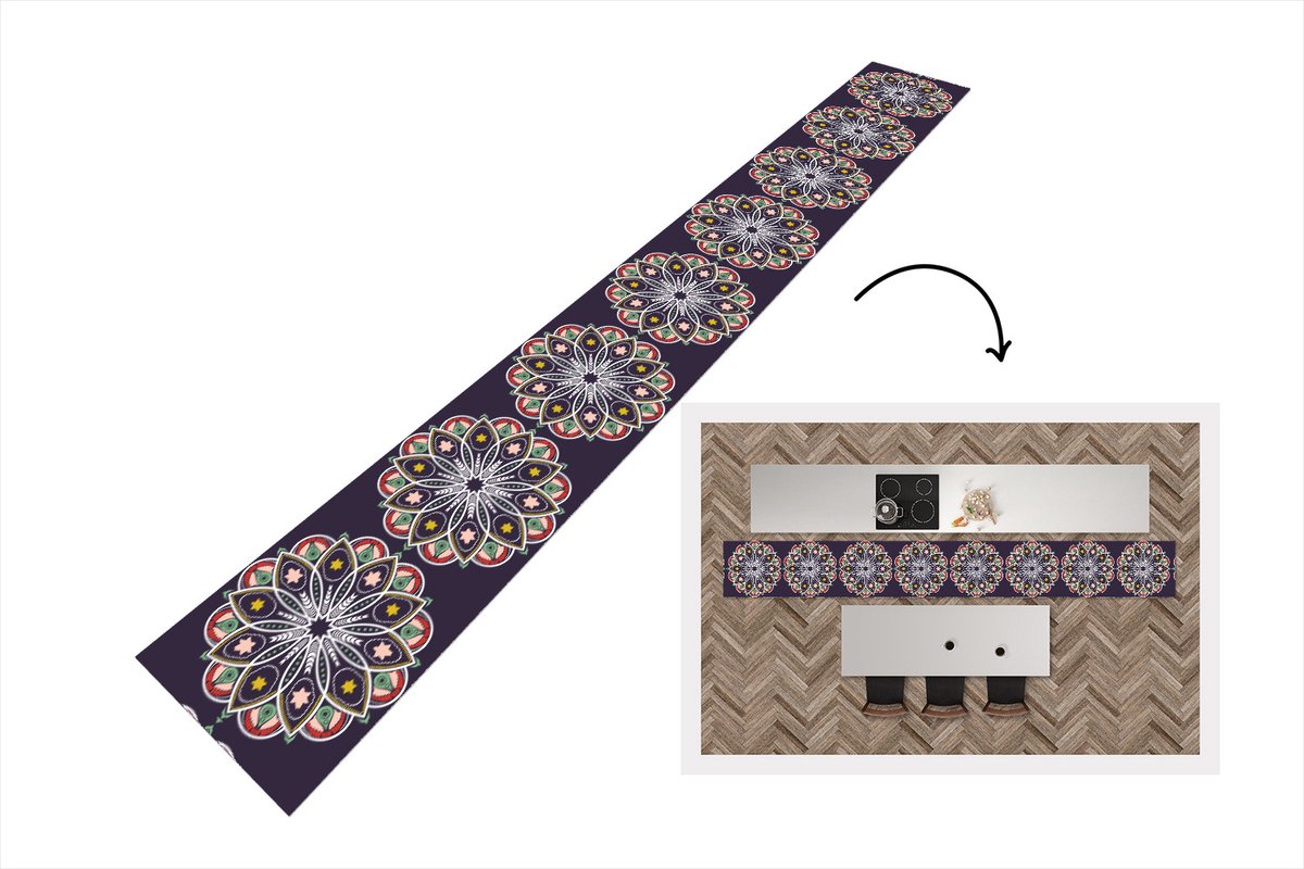 KitchenYeah Keukenloper - Keukenmat - Mandala - Ster - Design - Keuken vloerkleed multicolor, foto 2