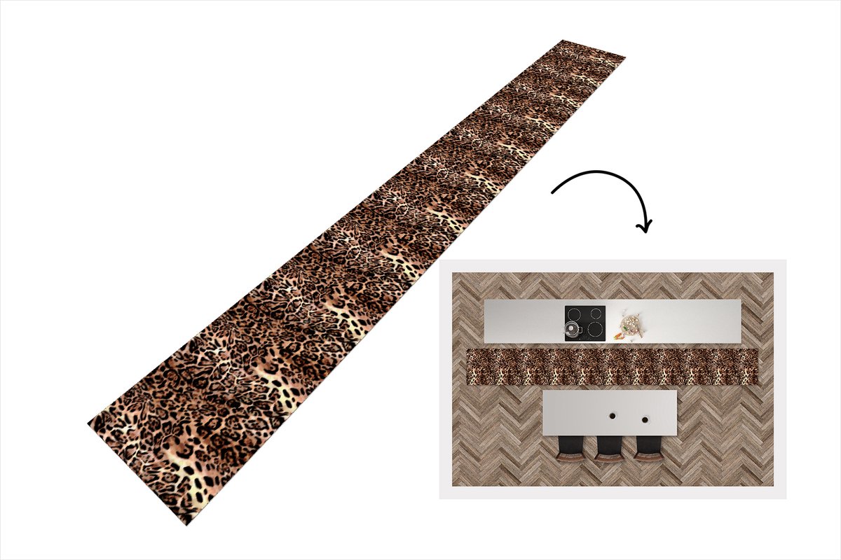 Keukenloper - Keukenmat - Dierenprint - Luipaard - Design - Luxe - 400x50 cm - Keuken vloerkleed