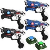 KidsTag lasergame set met 4 laserpistolen en 2 Light Battle targets. Lasergame voor 4 spelers - 4 Laserguns + 2 Targets