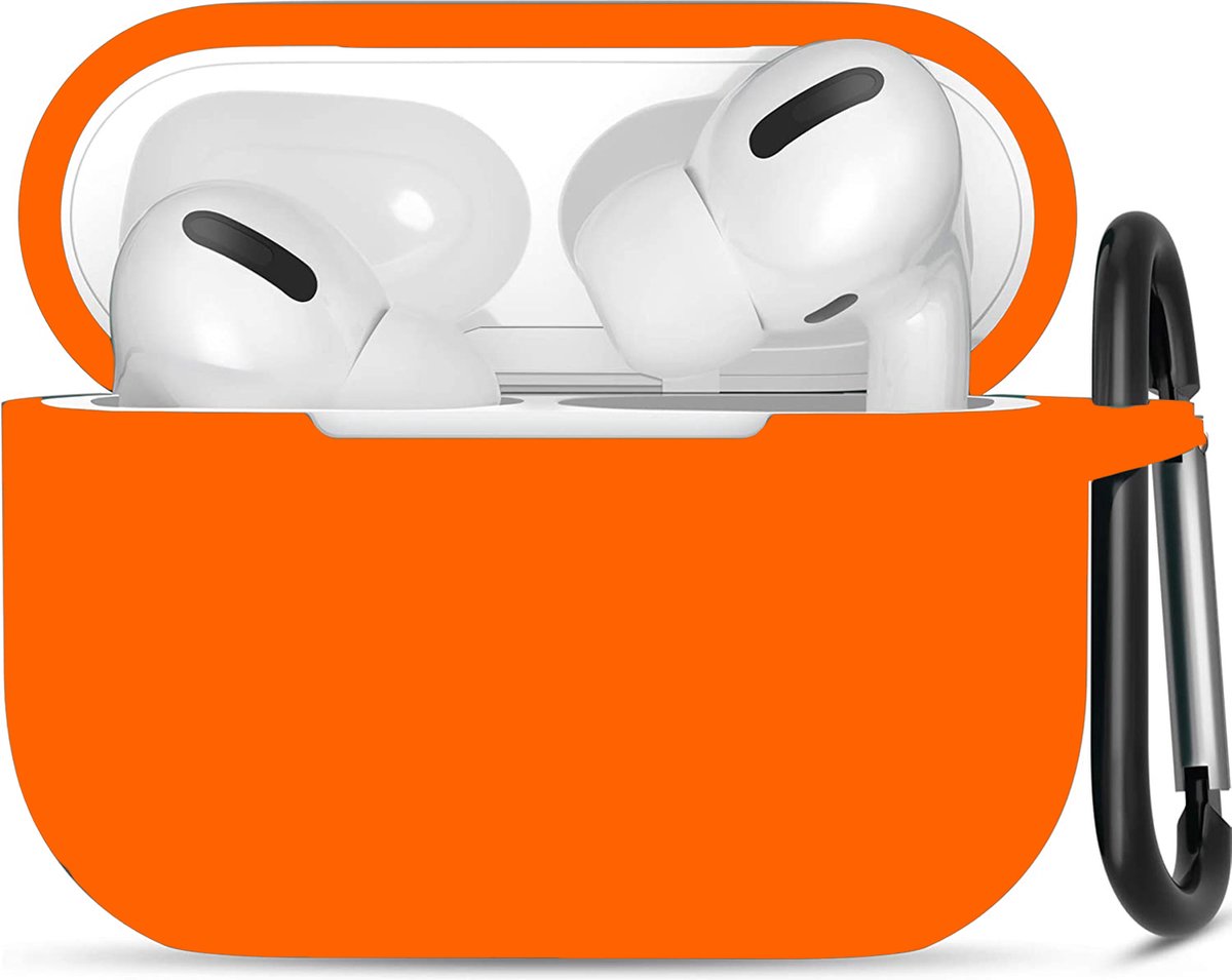 Apple Airpods Pro ultra dunne siliconen cover - extra dunne Apple Airpods siliconen cover met sleutelhanger - Oranje