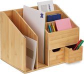 Relaxdays bureau organizer met 2 lades - 5 vakken - brievenbak - sorteerbak voor bureau