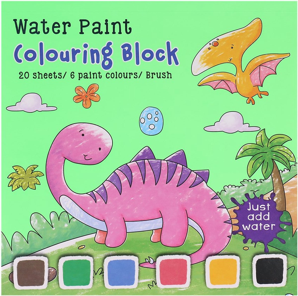 Water paint colouring block - Kleurblok met waterverf - kleurboek diverse assorti