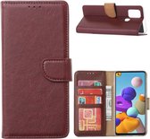 Samsung Galaxy A21s - Hoesje met pasjeshouder - Portemonnee - Bookcase - BORDEAUX ROOD