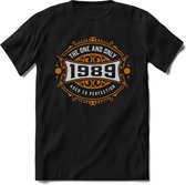 1989 The One And Only | Feest Kado T-Shirt Heren - Dames | Goud - Zilver | Perfect Verjaardag Cadeau Shirt | Grappige Spreuken - Zinnen - Teksten |