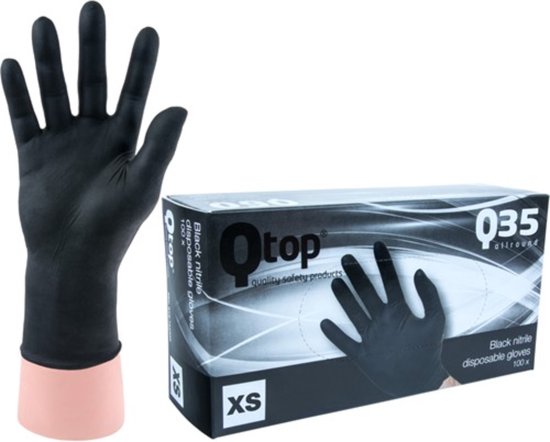Qtop – Nitril Handschoenen – 100 stuks – Zwart – Maat 9 / L