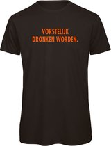 Koningsdag t-shirt zwart S - Vorstelijk dronken worden - oranje - soBAD. | Kleding | T-shirt unisex | T-shirt mannen | T-shirt dames | Koningsdag | Oranje