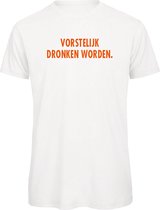 Koningsdag t-shirt wit L - Vorstelijk dronken worden - oranje - soBAD. | Kleding | T-shirt unisex | T-shirt mannen | T-shirt dames | Koningsdag | Oranje