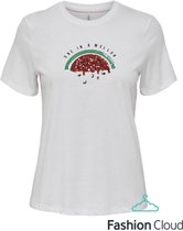 ONLY Kita Reg S/S Fruity Top Bright White/Melon WIT S