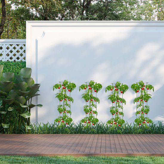 Relaxdays plantensteunen, metaal, set van 10, plantenstokken met ring, 80 cm, incl. plantenbinders, bloemen, donkergroen Relaxdays plantensteunen, metaal, set van 10, plantenstokken met ring, 80 cm, incl. plantenbinders, bloemen, donkergroen