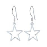 Joy|S - Zilveren ster oorbellen - ster bedel oorhangers