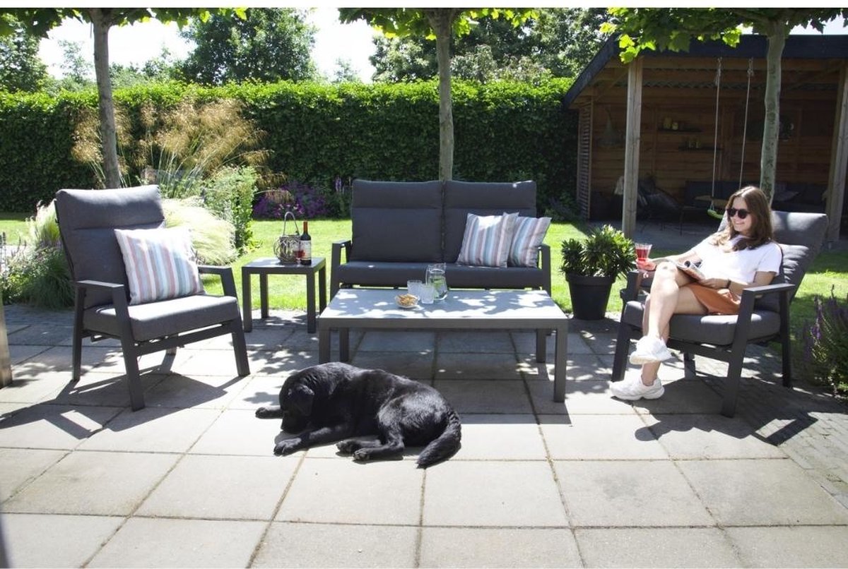 Lesli Living Ohio loungebank - verstelbaar - aluminium - antraciet