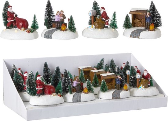 Kersttafareel op batterij 11x8x10cm