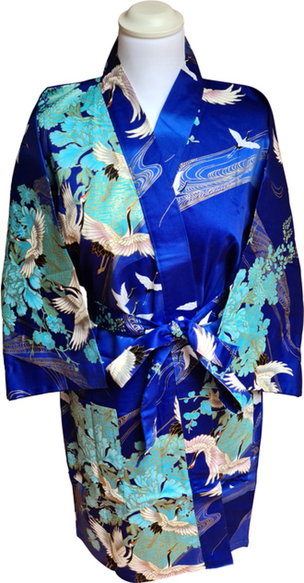 DongDong - Originele Japanse kimono kort - Katoen - Kraanvogel - L