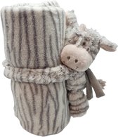 Antonio baby deken met knuffel – baby kraam cadeau – knuffel ezel – fleece deken 75 x 101 cm