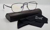 Grote leesbril +1.5 in brillenkoker met microvezeldoekje / unisex bril van metalen frame / bril op sterkte +1,5 / grijze metaal / dames en heren leesbril 951 / lunettes de lecture