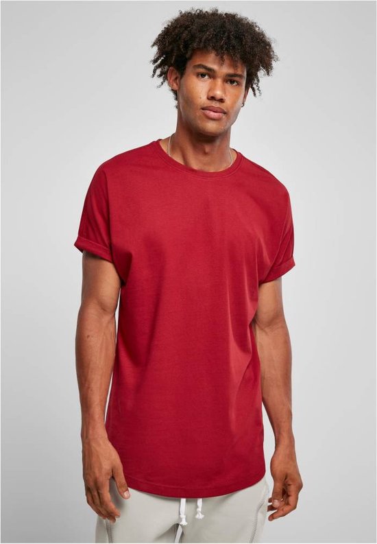 Urban Classics - Long Shaped Turnup Heren T-shirt - 5XL - Rood