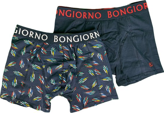 Bon Giorno Boxers Heren 2 Pack Blauw Donker Blauw M bol