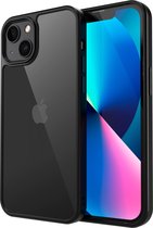 iPhone 13 hoesje zwart shock proof met metalen knoppen - transparante achterzijde