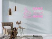 Stickerheld - Muursticker "Home Sweet Home" Quote - Woonkamer - huis met hartjes - Engelse Teksten - Mat Babyroze - 55x100.6cm