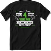 4 Jaar Legend - Feest cadeau kinder T-Shirt Jongens - Wit / Groen - Perfect Verjaardag Cadeau Shirt - grappige Spreuken, Zinnen en Teksten. Maat 92