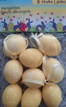 9 paashangers geel - gele paaseitjes voor paasboom - paasdecoratie voor paastakken - Pasen