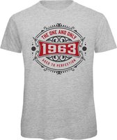 1963 The One And Only | Feest Kado T-Shirt Heren - Dames | Antraciet - Donker Rood | Perfect Verjaardag Cadeau Shirt | Grappige Spreuken - Zinnen - Teksten | Maat XXL