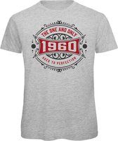 1960 The One And Only | Feest Kado T-Shirt Heren - Dames | Antraciet - Donker Rood | Perfect Verjaardag Cadeau Shirt | Grappige Spreuken - Zinnen - Teksten | Maat XL