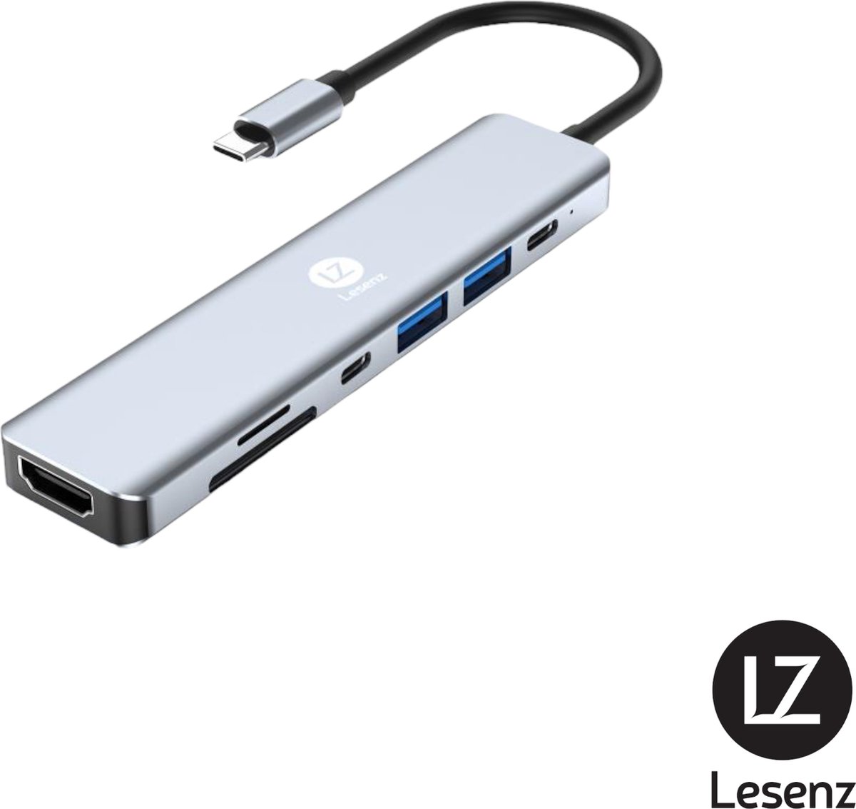 Lesenz USB-C Hub 7 in 1 - HDMI - Micro SD - USB-A 3.0 - USB-C 3.1