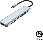 Lesenz USB-C Hub 7-in-1 geschikt voor Macbook Air/Pro M1 & M2 - HDMI - Micro SD - USB-A 3.0 - USB-C 3.1