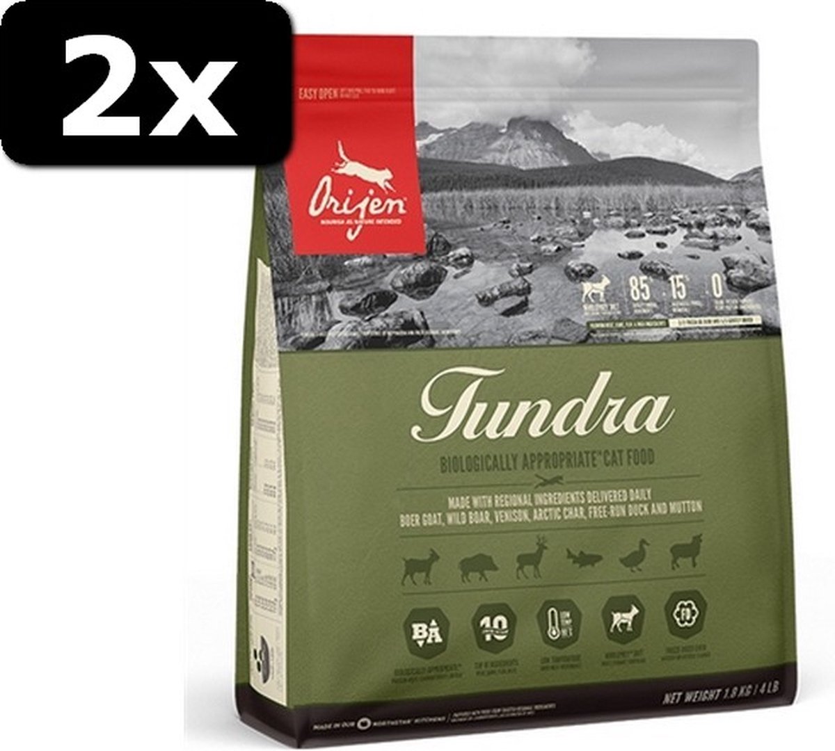 2x ORIJEN WHOLE PREY TUNDRA CAT 1,8KG