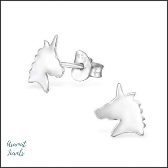 Oorbellen Voor Meisjes Eenhoorn 925 Sterling Zilver Met Schroefsluiting - Veilig Voor Baby's En Kinderen